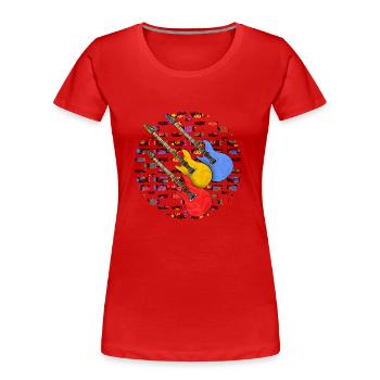 Gitarren - Frauen Premium Bio T-Shirt - Rot - Vorne - Mia (176cm)