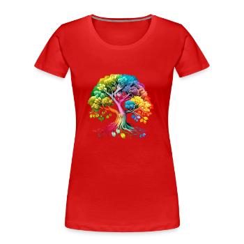 Lebensbaum Meditation Keltischer Baum des Lebens - Frauen Premium Bio T-Shirt - Rot - Vorne - Mia (176cm)