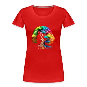 Lebensbaum Keltischer Baum des Lebens Meditation - Frauen Premium Bio T-Shirt - Rot - Vorne - Mia (176cm)
