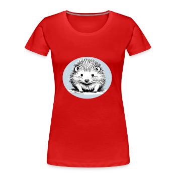 Hérisson Mignon - T-shirt bio Premium Femme - rouge - Devant - Mia (176cm)