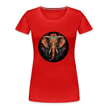 Mandala éléphante femelle - T-shirt bio Premium Femme - rouge - Devant - Mia (176cm)