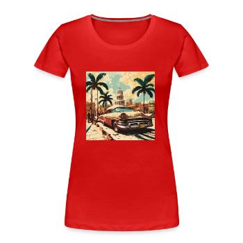 Oldtimer Glanz - T-shirt bio Premium Femme - rouge - Devant - Mia (176cm)