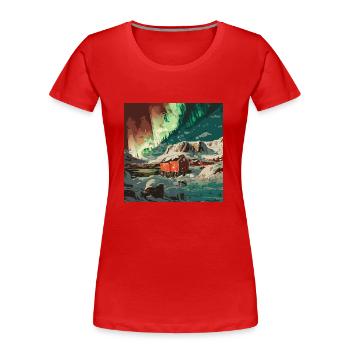 Lichter am Nordpol - Frauen Premium Bio T-Shirt - Rot - Vorne - Mia (176cm)