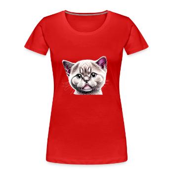 British Shorthair, Cat, Kitten, Cats, Cats, Tomcats, - Women's Premium Organic T-Shirt - red - Front - Mia (176cm)