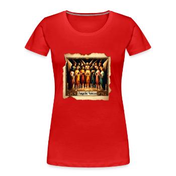 Chœur d’anges à la lueur des bougies - T-shirt bio Premium Femme - rouge - Devant - Mia (176cm)
