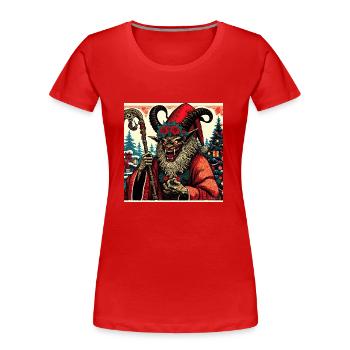 Krampus Santa - Women's Premium Organic T-Shirt - red - Front - Mia (176cm)