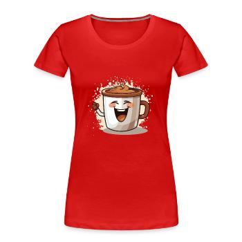 Tasse à café très gaie - T-shirt bio Premium Femme - rouge - Devant - Mia (176cm)