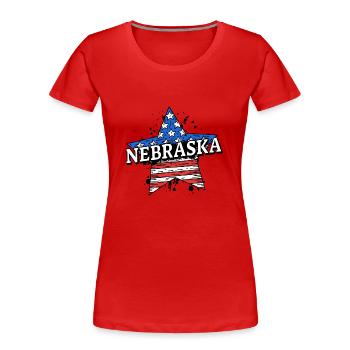 Nebraska - États-Unis - États-Unis d’Amérique - T-shirt bio Premium Femme - rouge - Devant - Mia (176cm)