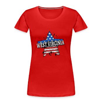 Virginie-Occidentale - États-Unis - États-Unis d’Amérique - T-shirt bio Premium Femme - rouge - Devant - Mia (176cm)