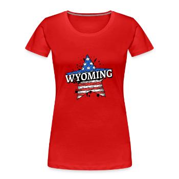 Wyoming - USA - United States of America - Amerika - Frauen Premium Bio T-Shirt - Rot - Vorne - Mia (176cm)