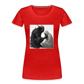 Outer Space Esoteric Saying - Women's Premium Organic T-Shirt - red - Front - Mia (176cm)