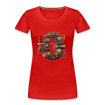 Abstrait Futuriste Illustrations Symboles Mots - T-shirt bio Premium Femme - rouge - Devant - Mia (176cm)
