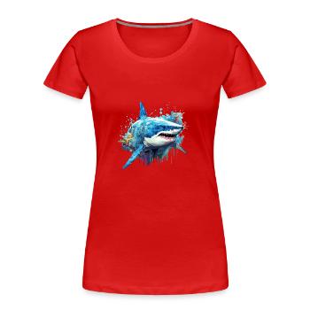Requin Poisson Océan Monde Faune Merveille Abstrait - T-shirt bio Premium Femme - rouge - Devant - Mia (176cm)