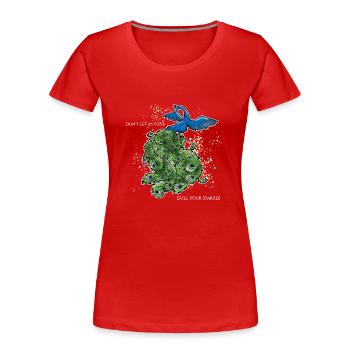 bird peacock art deco simple saying funny sparks - Women's Premium Organic T-Shirt - red - Front - Mia (176cm)