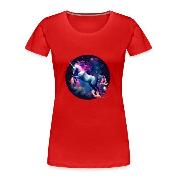 Magisches Einhorn - Frauen Premium Bio T-Shirt - Rot - Vorne - Mia (176cm)