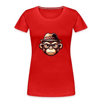 Singe espiègle avec des lunettes - T-shirt bio Premium Femme - rouge - Devant - Mia (176cm)