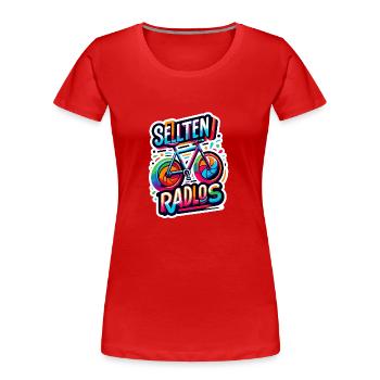 Selten Radlos - Fahrrad Illustration - Frauen Premium Bio T-Shirt - Rot - Vorne - Mia (176cm)
