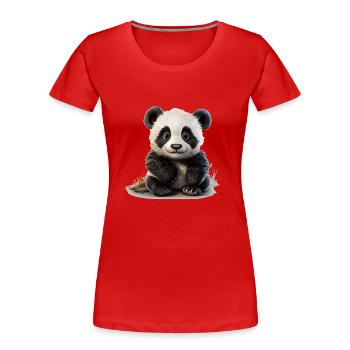 Putziger kleiner Pandabär - Frauen Premium Bio T-Shirt - Rot - Vorne - Mia (176cm)