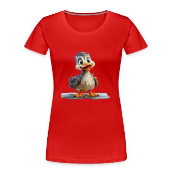 Lustiges Entchen - Frauen Premium Bio T-Shirt - Rot - Vorne - Mia (176cm)
