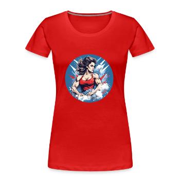 Femme forte - T-shirt bio Premium Femme - rouge - Devant - Mia (176cm)