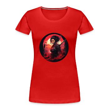 Legendäre Kämpferin - Frauen Premium Bio T-Shirt - Rot - Vorne - Mia (176cm)