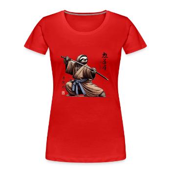 Faultier Samurai Retro Japanische Kunst Stil - Frauen Premium Bio T-Shirt - Rot - Vorne - Mia (176cm)