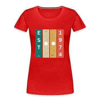 Anniversaire 74 - T-shirt bio Premium Femme - rouge - Devant - Mia (176cm)