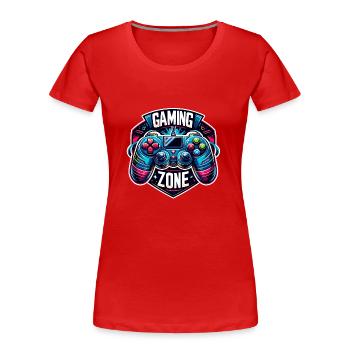 Gaming Zone - Illustration de la manette - T-shirt bio Premium Femme - rouge - Devant - Mia (176cm)
