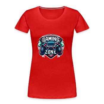 Gaming Zone - Illustration de la manette - T-shirt bio Premium Femme - rouge - Devant - Mia (176cm)