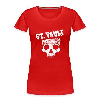 ST. PAULI - Frauen Premium Bio T-Shirt - Rot - Vorne - Mia (176cm)