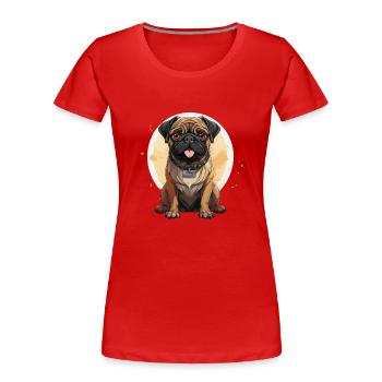 Portrait de carlin - T-shirt bio Premium Femme - rouge - Devant - Mia (176cm)