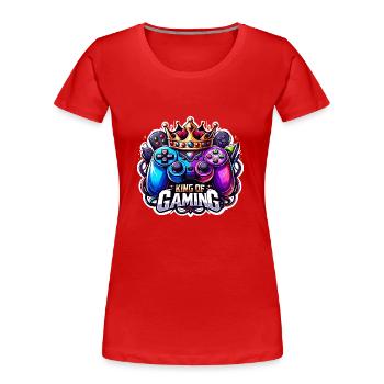 King of Gaming - Controller und Krone Illustration - Frauen Premium Bio T-Shirt - Rot - Vorne - Mia (176cm)
