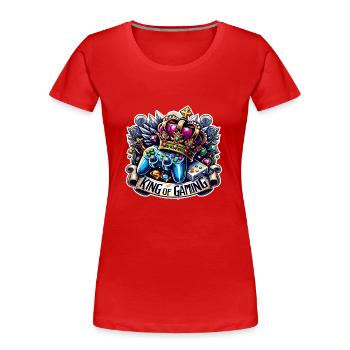 King of Gaming - Controller und Krone Illustration - Frauen Premium Bio T-Shirt - Rot - Vorne - Mia (176cm)