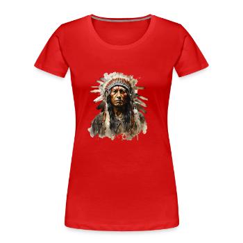 Sioux Indians in feather headdress - Women's Premium Organic T-Shirt - red - Front - Mia (176cm)