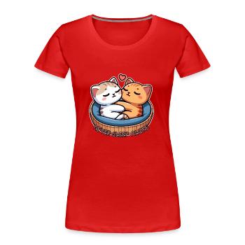 2 Katzen im Katzenkorb - Never Sleep Alone - Frauen Premium Bio T-Shirt - Rot - Vorne - Mia (176cm)