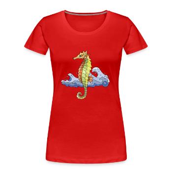 Seepferdchen - Frauen Premium Bio T-Shirt - Rot - Vorne - Mia (176cm)