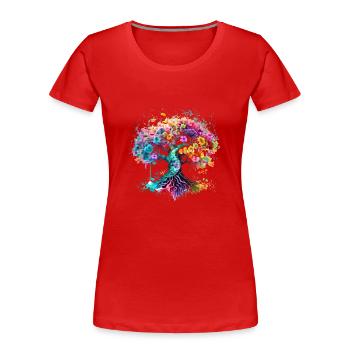 Keltischer Baum des Lebens Lebensbaum Meditation - Frauen Premium Bio T-Shirt - Rot - Vorne - Mia (176cm)