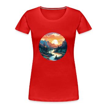 Beauty of a Sunset River - Women's Premium Organic T-Shirt - red - Front - Mia (176cm)