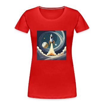 Emmenez-moi sur la lune Démarrage d’une fusée spatiale vintage - T-shirt bio Premium Femme - rouge - Devant - Mia (176cm)