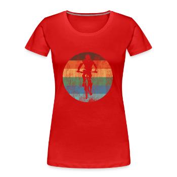 Mountainbike Front Stripes Vintage - Frauen Premium Bio T-Shirt - Rot - Vorne - Mia (176cm)