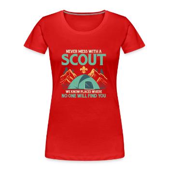 Stealthy Scout : Maître des taches secrètes Tee - T-shirt bio Premium Femme - rouge - Devant - Mia (176cm)