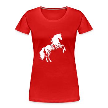 Blumenpferd - Frauen Premium Bio T-Shirt - Rot - Vorne - Mia (176cm)