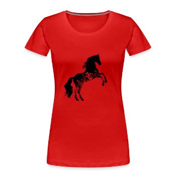Blumenpferd - Frauen Premium Bio T-Shirt - Rot - Vorne - Mia (176cm)