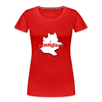 Stuttgart - Frauen Premium Bio T-Shirt - Rot - Vorne - Mia (176cm)