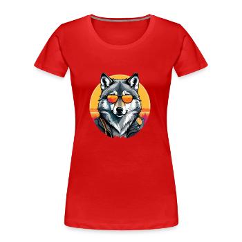 Loup - T-shirt bio Premium Femme - rouge - Devant - Mia (176cm)