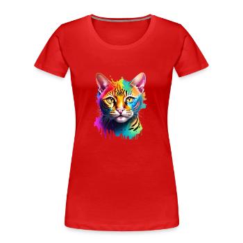 Chat, Animal De Compagnie, Chaton, Chat Domestique, Tomcat - T-shirt bio Premium Femme - rouge - Devant - Mia (176cm)