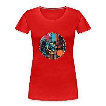 Dans la ville - T-shirt bio Premium Femme - rouge - Devant - Mia (176cm)