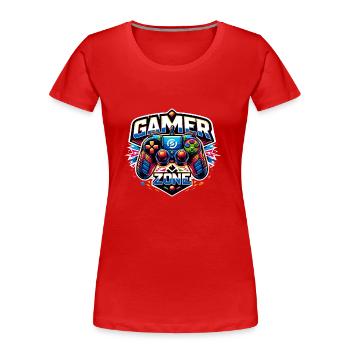 Gamer Zone - Illustration de la manette - T-shirt bio Premium Femme - rouge - Devant - Mia (176cm)