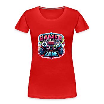 Zone de jeu - Illustration de la manette - T-shirt bio Premium Femme - rouge - Devant - Mia (176cm)