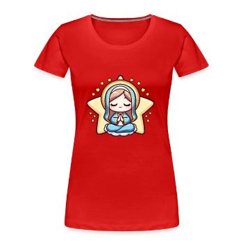 Peaceful Mary Cartoon - Women's Premium Organic T-Shirt - red - Front - Mia (176cm)